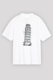 Pisa Kulesi Beyaz Unisex Tişört T-Shirt - TişörtFabrikası