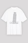 Pisa Kulesi Beyaz Unisex Tişört T-Shirt - TişörtFabrikası