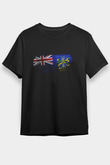 Pitcairn Adaları - Pitcairn İslands Bayrağı Baskılı Unisex Siyah Tişört