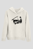 Piyanist Beyaz Unisex Kapüşonlu Sweatshirt