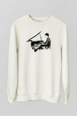 Piyanist Beyaz Unisex Sweatshirt