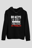 Piyanist Siyah Unisex Kapüşonlu Sweatshirt