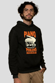 Piyanist Siyah Unisex Kapüşonlu Sweatshirt