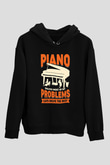 Piyanist Siyah Unisex Kapüşonlu Sweatshirt