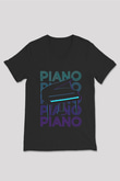 Piyanist Siyah Unisex V Yaka Tişört