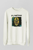 Pj Harvey Baskılı Beyaz Unisex Sweatshirt