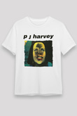 Pj Harvey Baskılı Unisex Beyaz Tişört - Tshirt