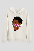 Playboi Carti Baskılı Beyaz Unisex Kapüşonlu Sweatshirt