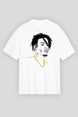 Playboi Carti Baskılı Beyaz Unisex Oversize Tişört - Tshirt