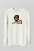 Playboi Carti Baskılı Beyaz Unisex Sweatshirt