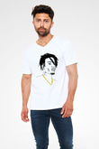 Playboi Carti Baskılı Beyaz Unisex V Yaka Tişört - Tshirt