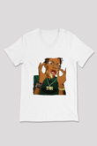 Playboi Carti Baskılı Beyaz Unisex V Yaka Tişört - Tshirt