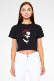 Playboi Carti Baskılı Siyah Crop Top Kadın Tişört - Tshirt