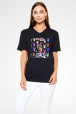 Playboi Carti Baskılı Unisex Siyah V Yaka Tişört - Tshirt