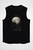 Plüton Fiziksel Özellikleri Baskılı Unisex Kolsuz Siyah Tişört - Tshirt