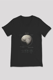Plüton Fiziksel Özellikleri Baskılı Unisex V Yaka Siyah Tİşört - Tshirt