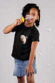 Plüton Fotoğraf Baskılı Unisex Siyah Çocuk Tişörtü - Tshirt