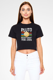Plüton Unutma Baskılı Crop Top Kadın Tİşört - Tshirt
