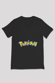 Pokemon Beyaz Unisex V Yaka Tişört T-Shirt