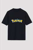 Pokemon Siyah Unisex Oversize Tişört T-Shirt