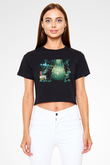 Poker Siyah Crop Top Tişört