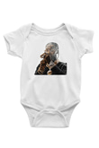 Pop Smoke Baskılı Beyaz Unisex Bebek Body - Zıbın