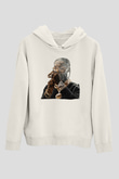 Pop Smoke Baskılı Beyaz Unisex Kapüşonlu Sweatshirt
