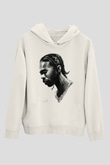 Pop Smoke Baskılı Beyaz Unisex Kapüşonlu Sweatshirt