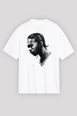 Pop Smoke Baskılı Beyaz Unisex Oversize Tişört - Tshirt