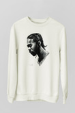 Pop Smoke Baskılı Beyaz Unisex Sweatshirt