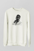 Pop Smoke Baskılı Beyaz Unisex Sweatshirt