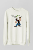 Popeye Beyaz Unisex Sweatshirt