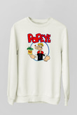 Popeye Beyaz Unisex Sweatshirt
