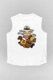 Popeye Jockey Baskılı Beyaz Unisex Kolsuz Tişört