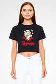 Popeye Siyah   Crop Top Tişört
