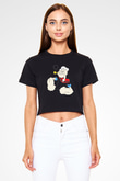 Popeye Siyah Crop Top Tişört
