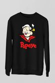 Popeye Siyah Unisex  Sweatshirt