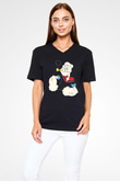 Popeye Siyah Unisex V Yaka Tişört