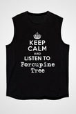 Porcupine Tree Baskılı Unisex Siyah Kolsuz Tişört - Tshirt