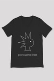 Porcupine Tree Baskılı Unisex Siyah V Yaka Tişört - Tshirt