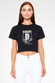 Portishead Baskılı Siyah Crop Top Kadın Tişört - Tshirt