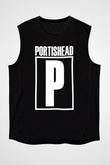 Portishead Baskılı Unisex Siyah Kolsuz Tişört - Tshirt