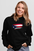 Porto Riko - Puerto Rico Bayrağı Baskılı Unisex Siyah Kapüşonlu Sweatshirt