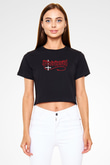 Possessed Baskılı Siyah Crop Top Kadın Tişört - Tshirt