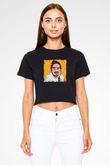 Post Malone Baskılı Crop Top Siyah Kadın Tişört