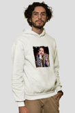 Post Malone Baskılı Unisex Beyaz Kapüşonlu Sweatshirt