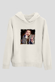 Post Malone Baskılı Unisex Beyaz Kapüşonlu Sweatshirt