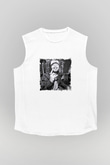 Post Malone Baskılı Unisex Beyaz Kolsuz Tişört