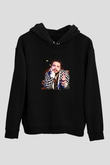 Post Malone Baskılı Unisex Siyah Hoodie