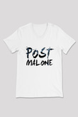 Post Malone Beyaz Unisex V Yaka Tişört T-Shirt